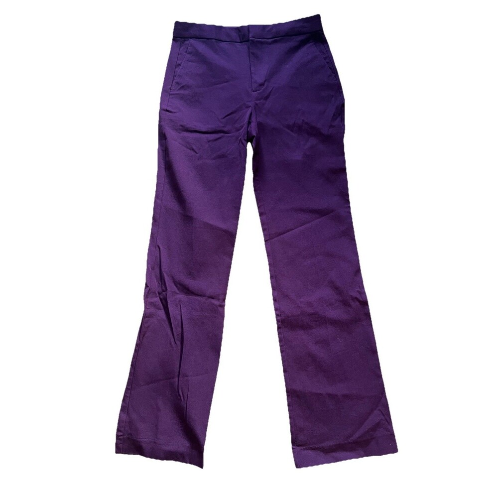 High Rise Relaxed Bootcut Work Pants Stretchy Trousers Workwear Deep Purple Sz 6